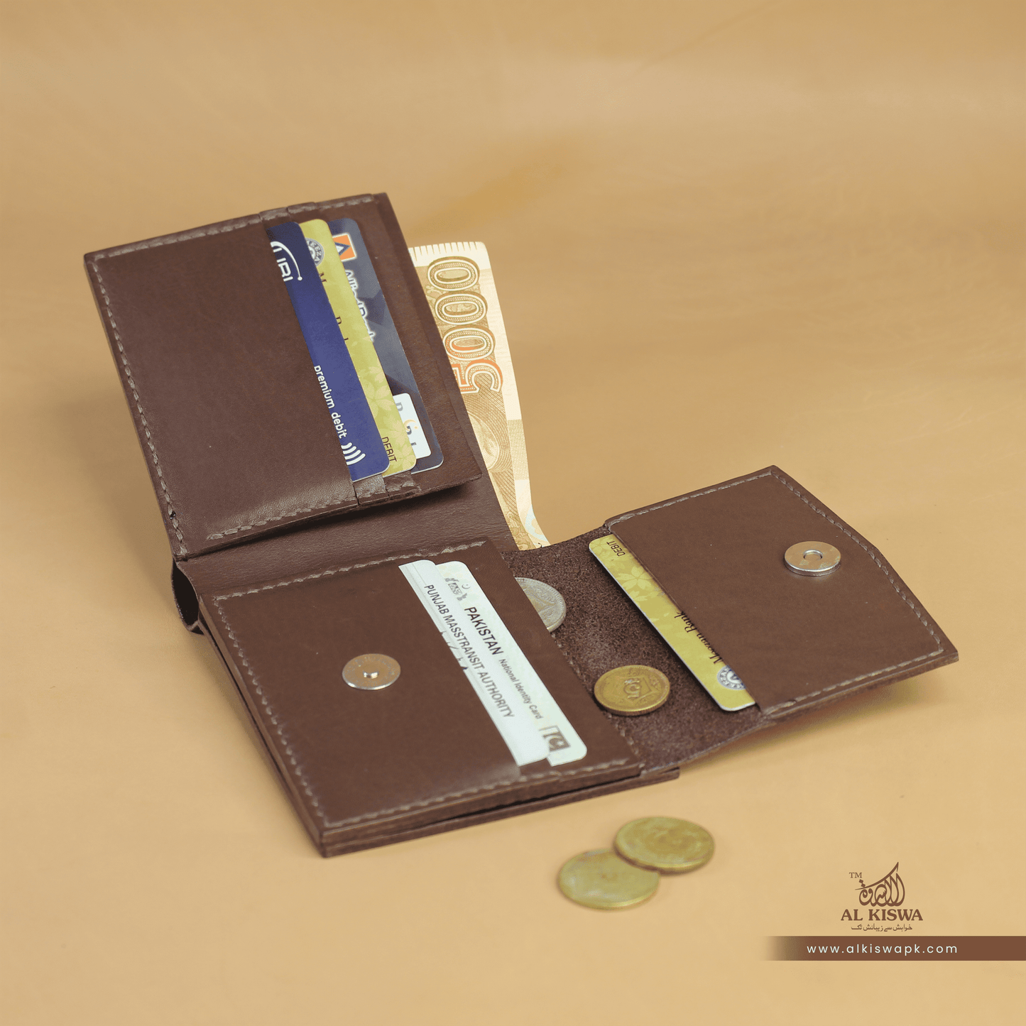 BiFold Classic With Coin Pockets-01 (BROWN)