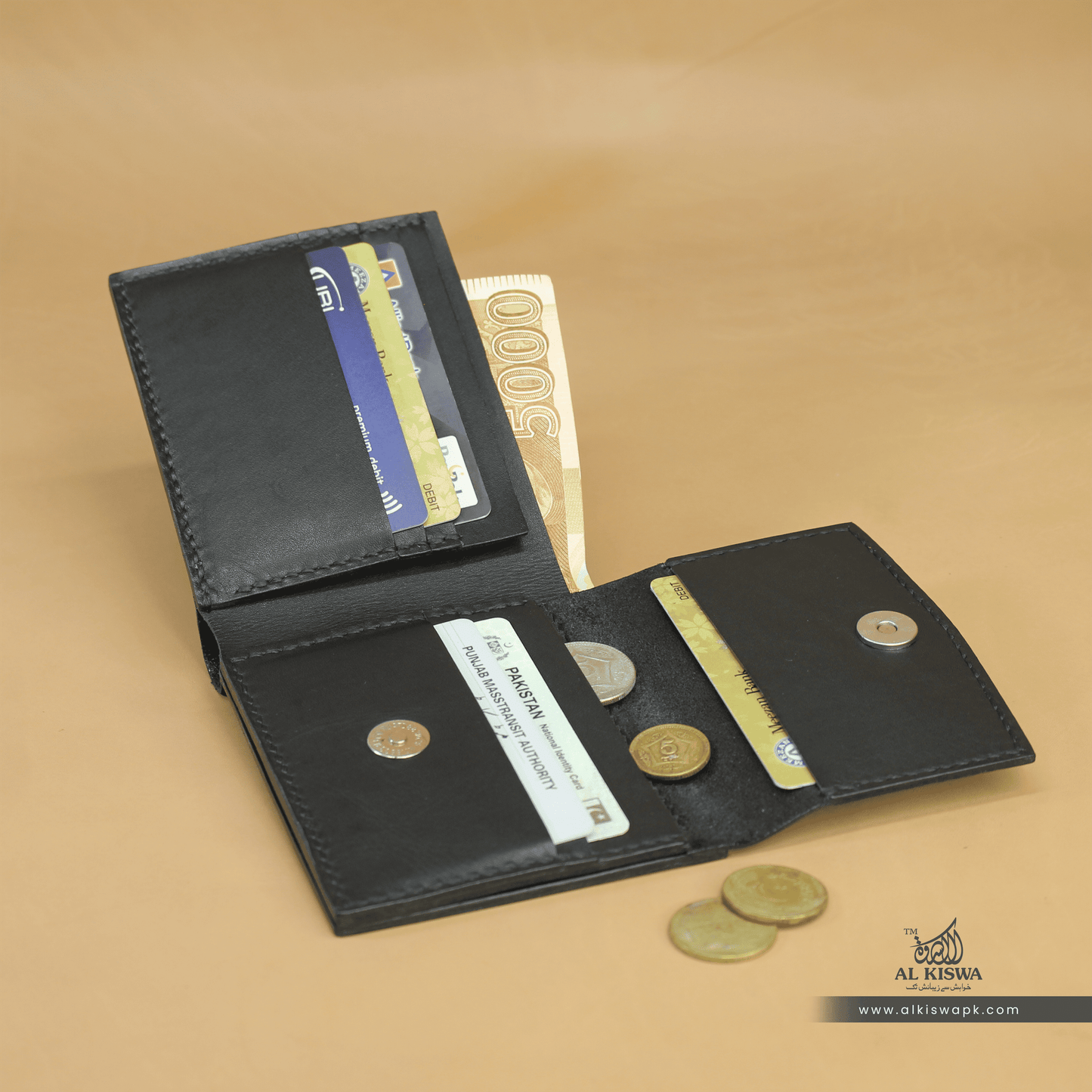 BiFold Classic With Coin Pockets-01 (BLACK)