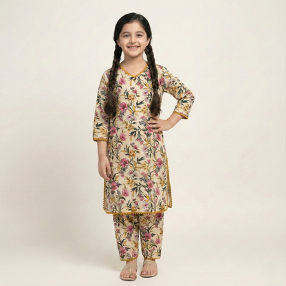 Printed Khaddar Suit for Girls – 3 to 13 Years | Comfortable Winter Shirt & Trouser | Al Kiswa Kids Collection