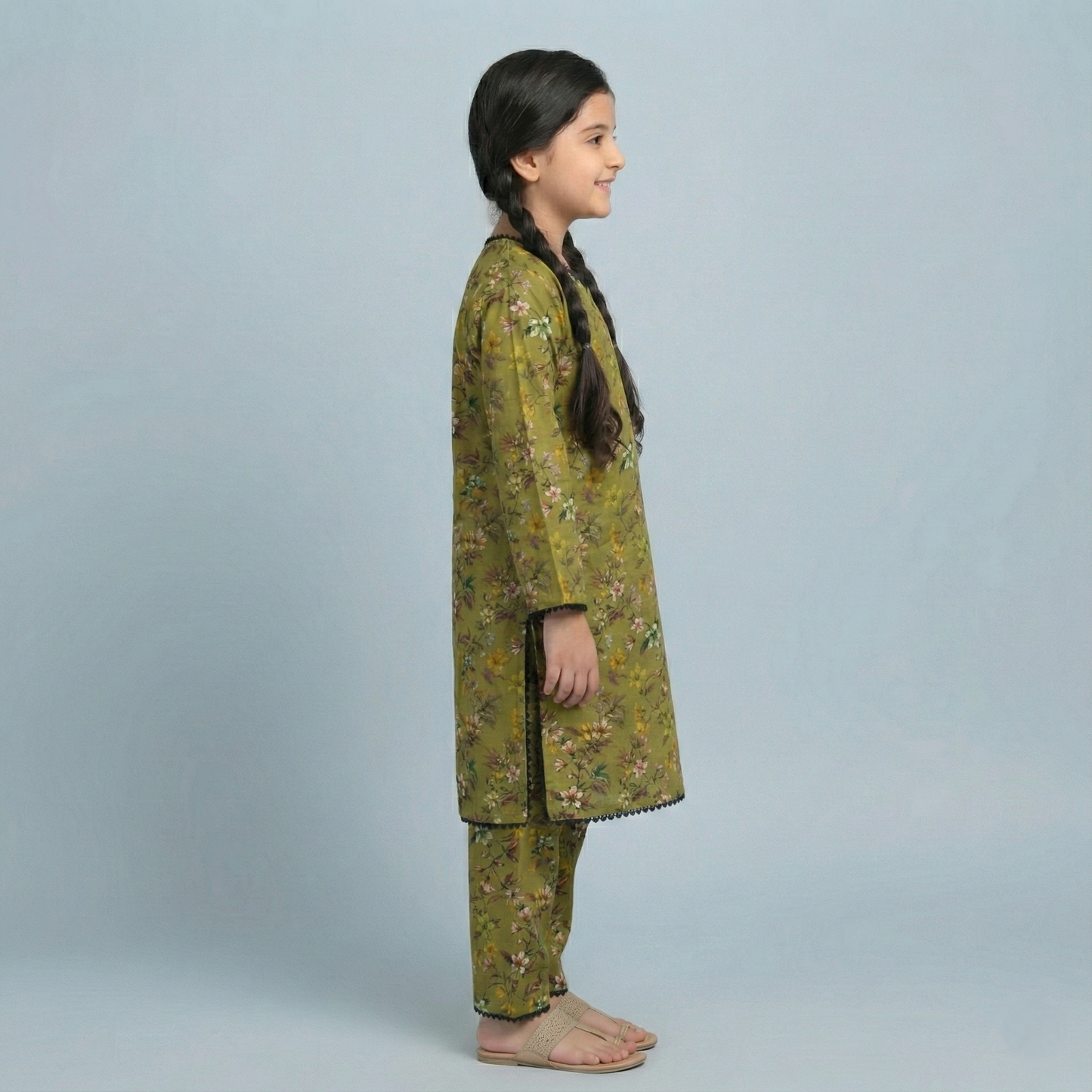 Printed Khaddar Suit for Girls – 3 to 13 Years | Comfortable Winter Shirt & Trouser | Al Kiswa Kids Collection