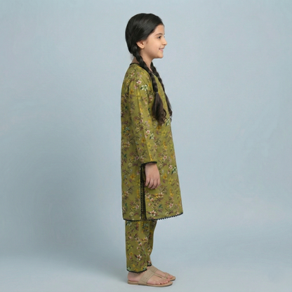 Printed Khaddar Suit for Girls – 3 to 13 Years | Comfortable Winter Shirt & Trouser | Al Kiswa Kids Collection