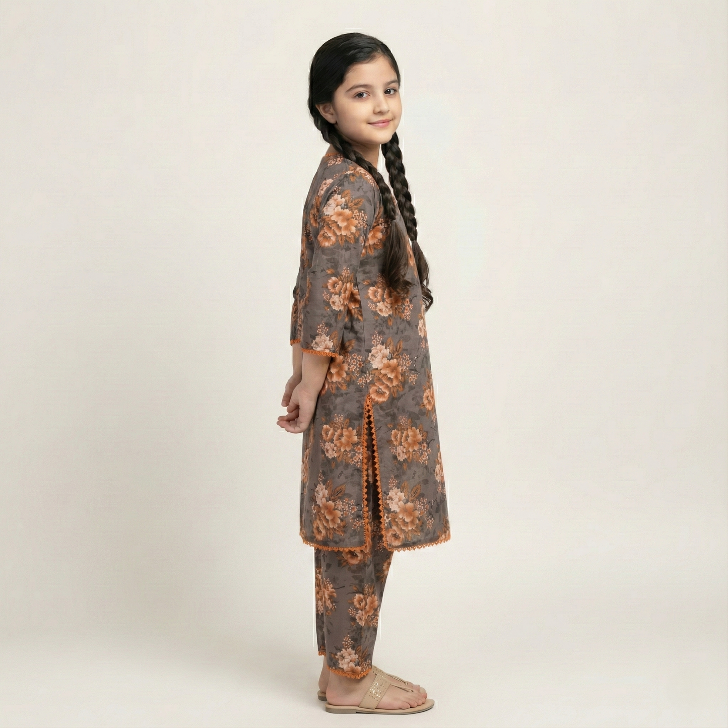 Printed Khaddar Suit for Girls – 3 to 13 Years | Comfortable Winter Shirt & Trouser | Al Kiswa Kids Collection