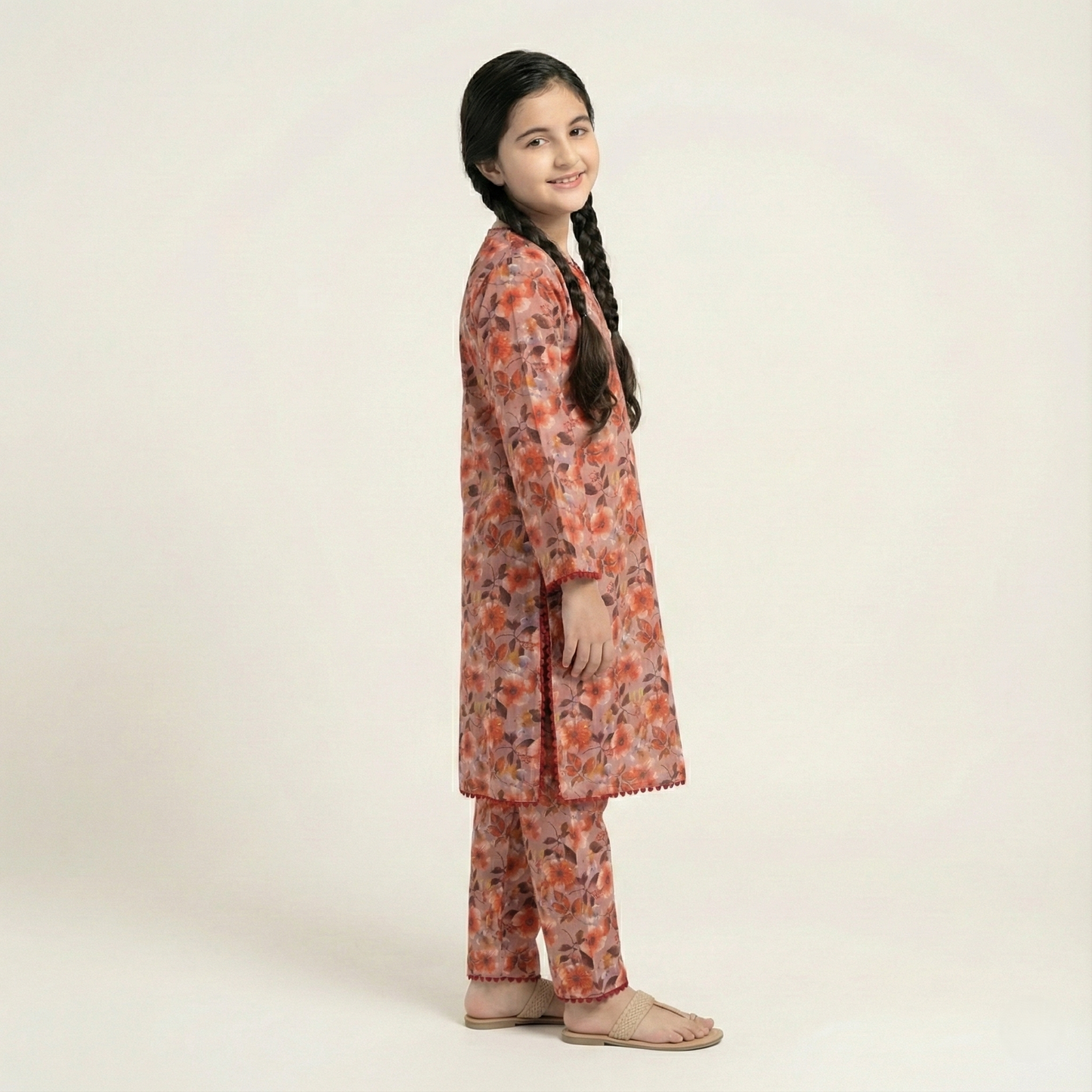 Printed Khaddar Suit for Girls – 3 to 13 Years | Comfortable Winter Shirt & Trouser | Al Kiswa Kids Collection